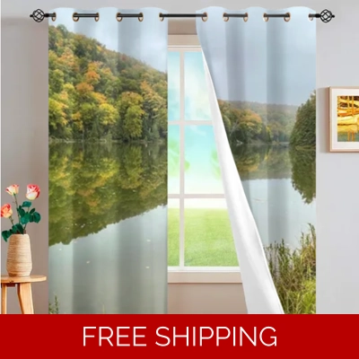 Custom Window Curtains 2 PCS Mountain Lake Perry 3